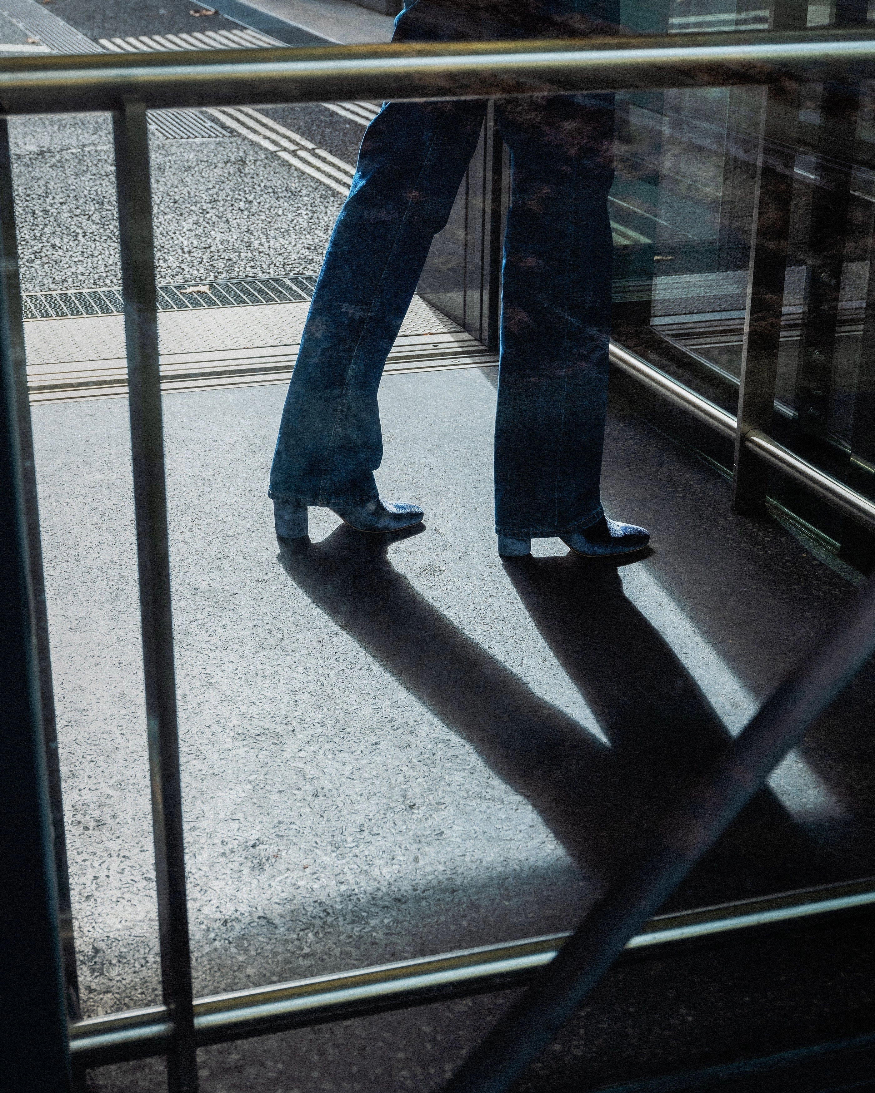 6pm Expo at the Gallery Vegan Velvet Heeled Boots | Midnight Blue