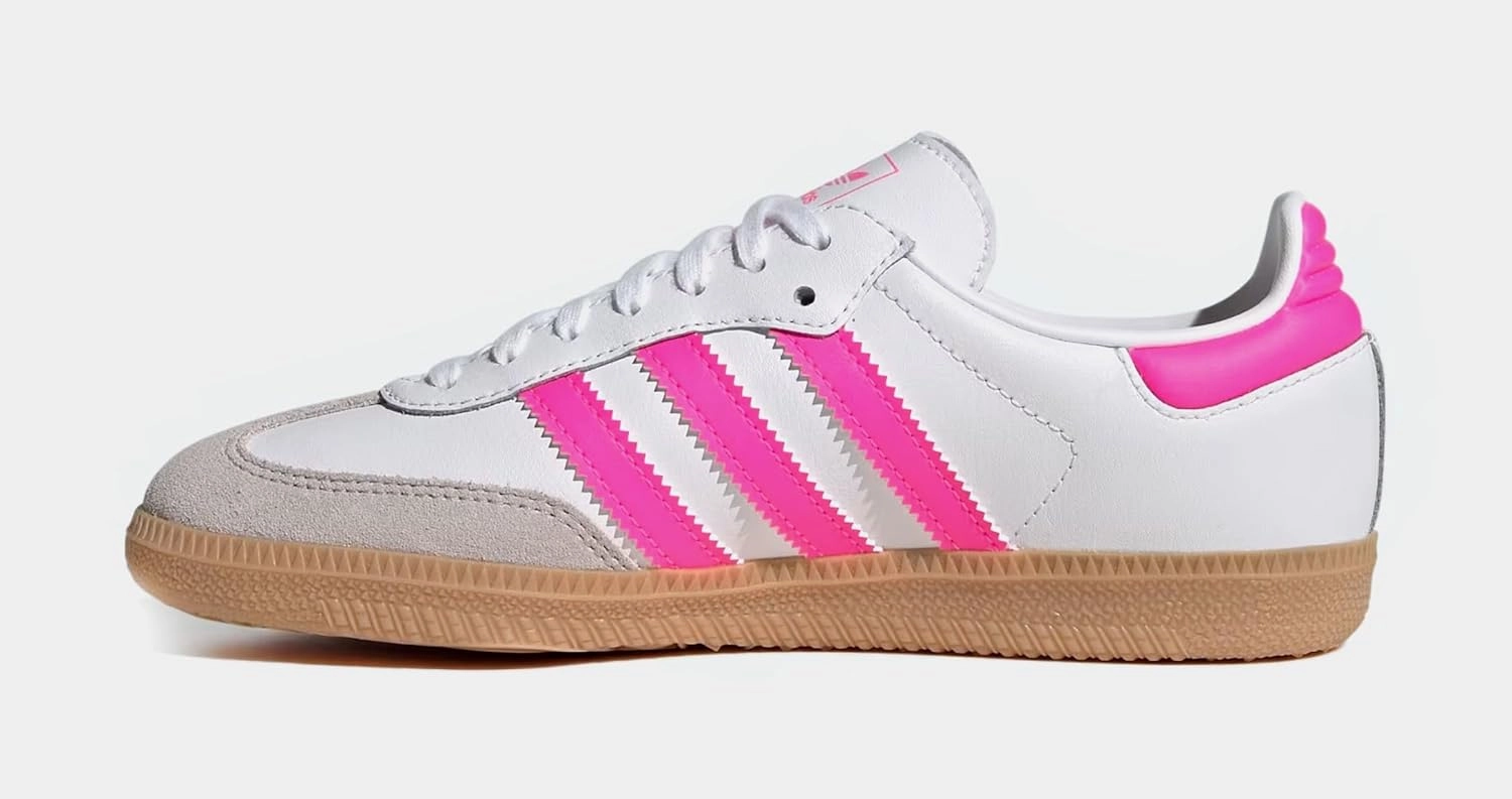 adidas Samba OG Grade School Lifestyle Shoes (Cloud White/Lucid Pink/Gum)
