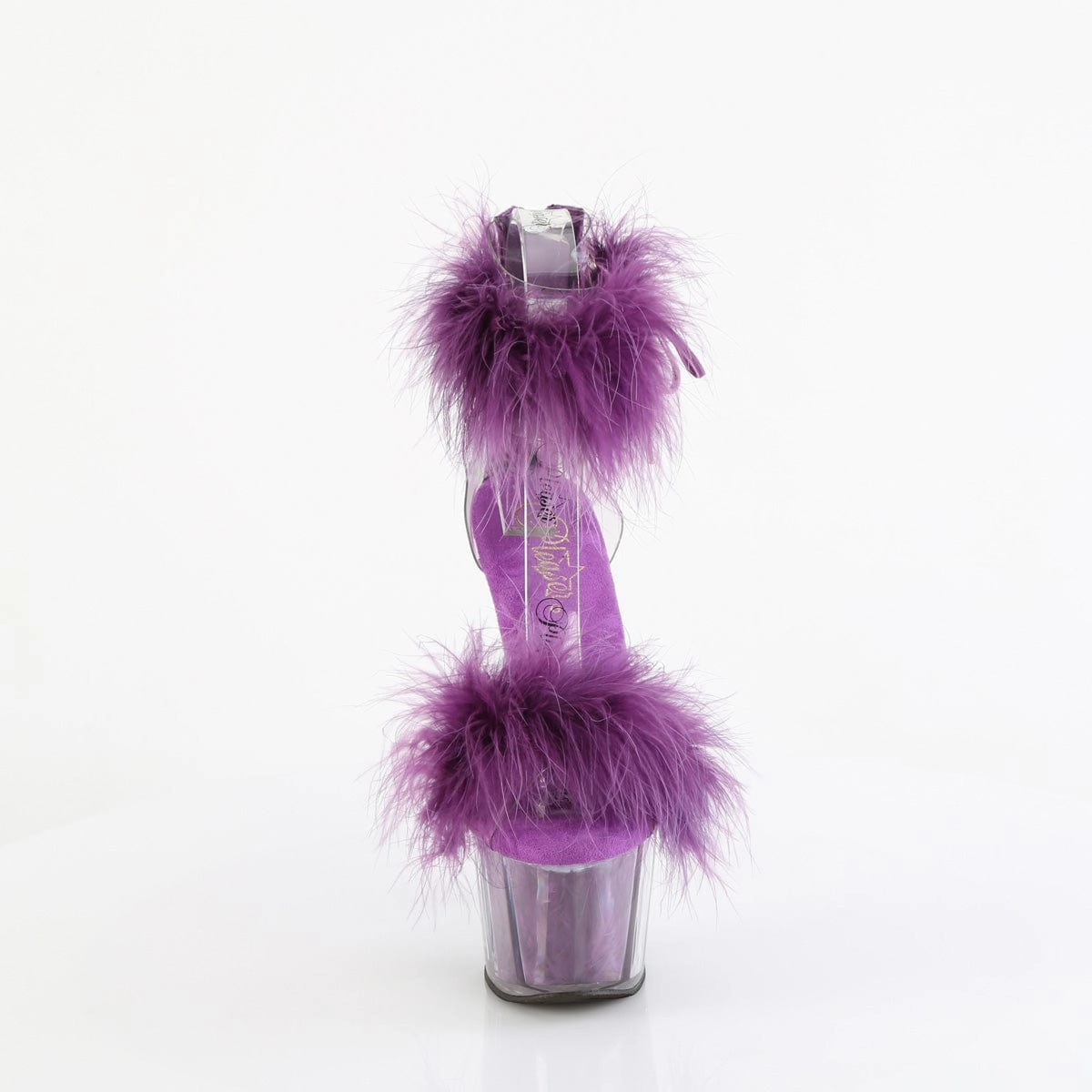 ADORE-724F Clear Purple Fur Sandals