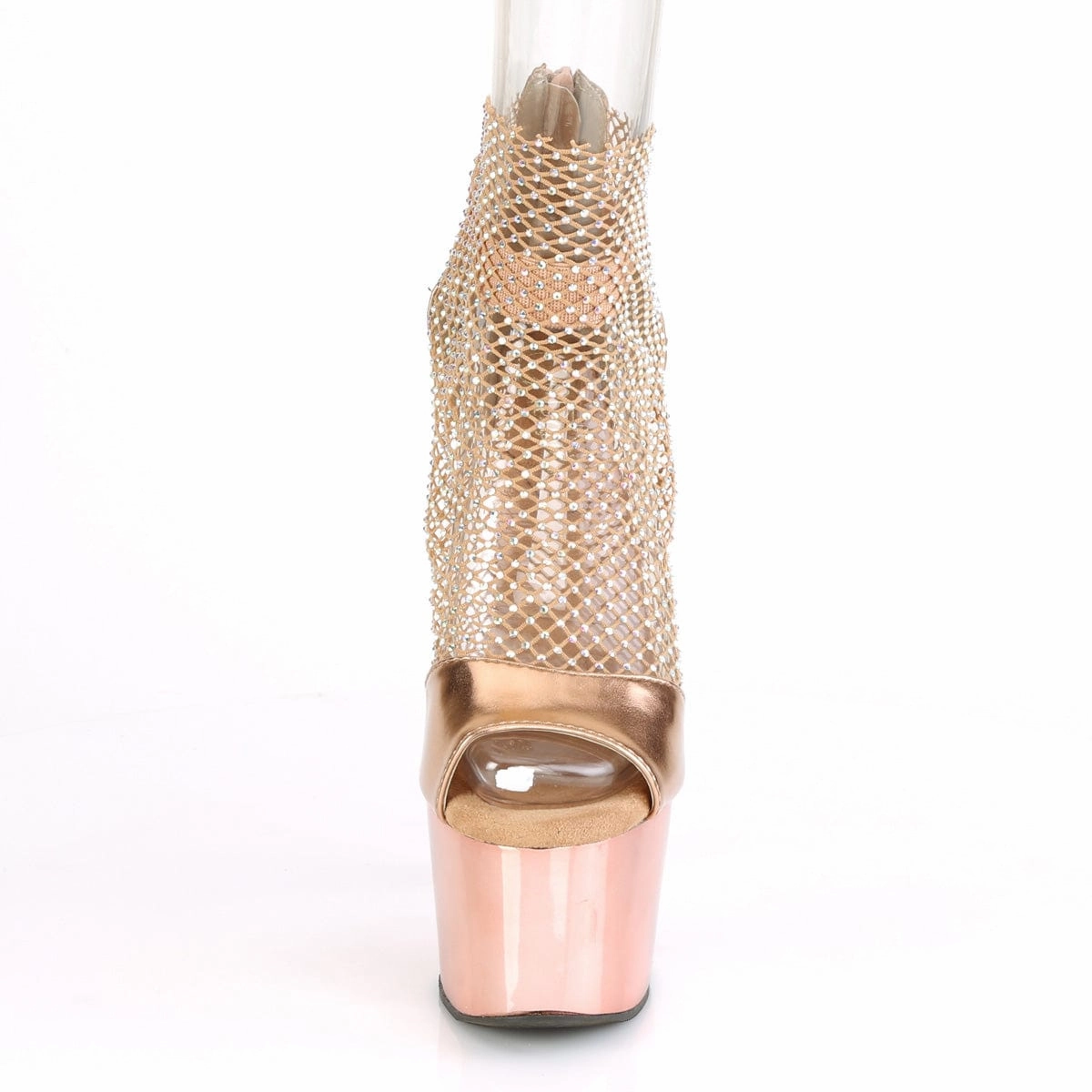 ADORE-765RM R.Gold Metallic Pu-Rhinestones Mesh/R.Gold Chrome