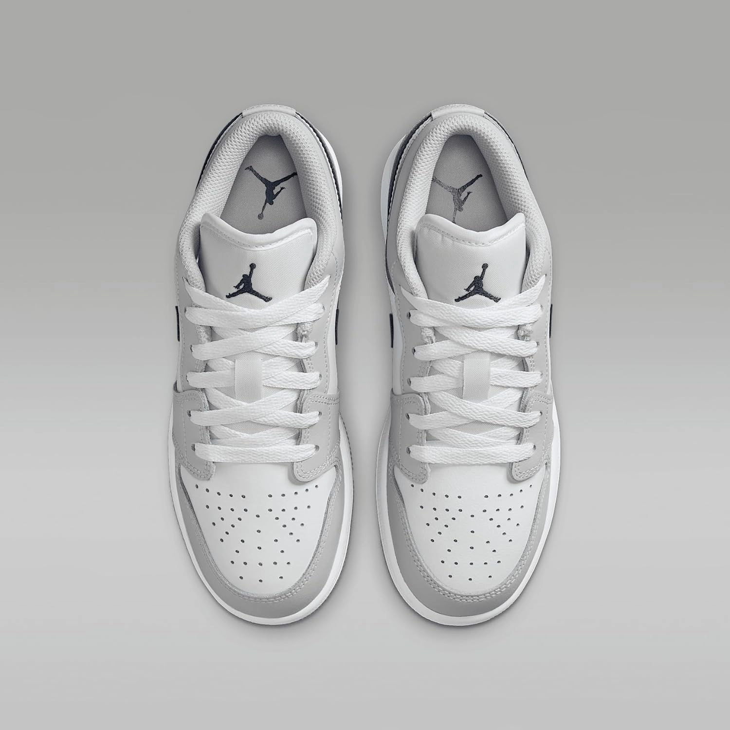 Air Jordan 1 Low Big Kids' Shoes (553560-146, White/Neutral Grey/Gum Medium Brown/Midnight Navy)