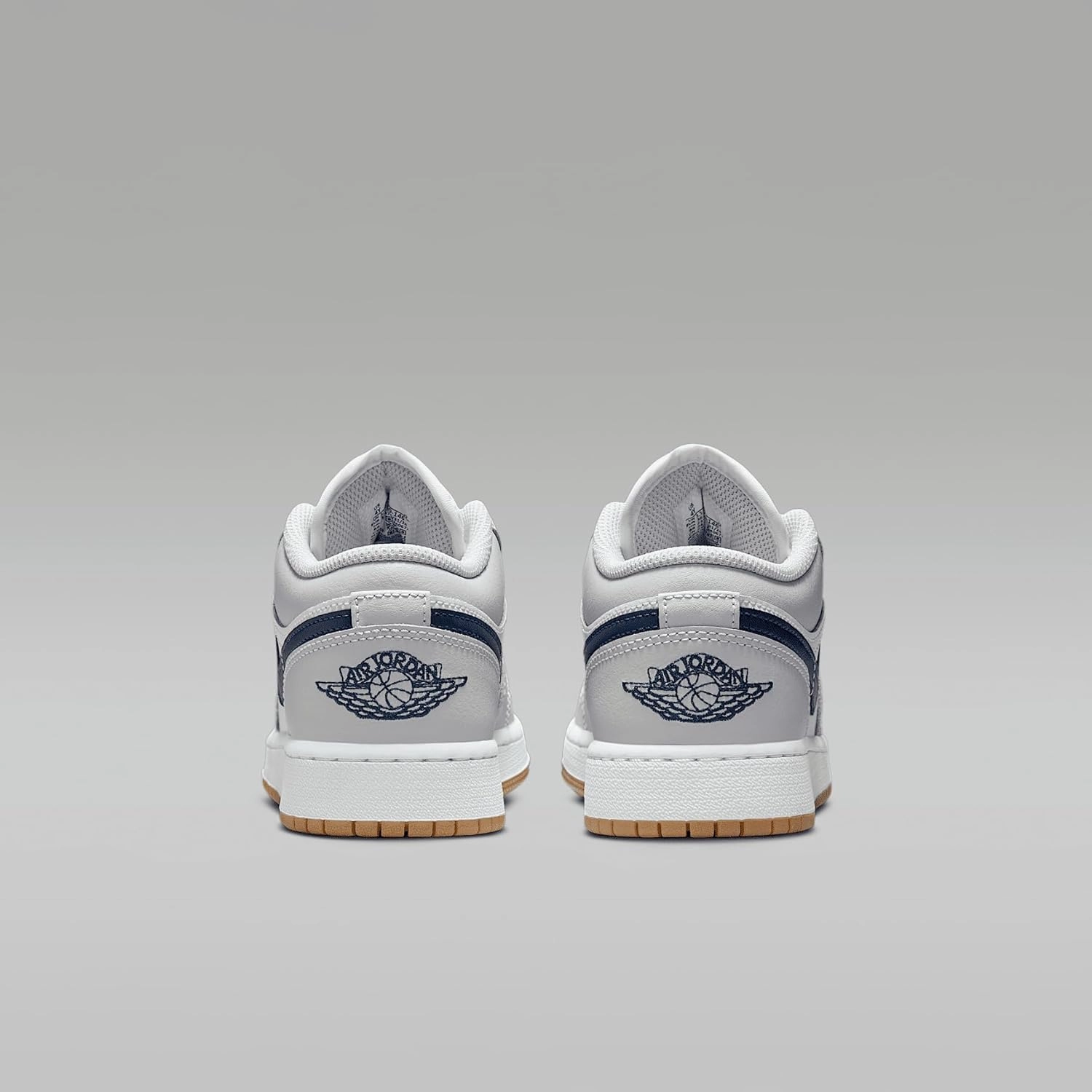 Air Jordan 1 Low Big Kids' Shoes (553560-146, White/Neutral Grey/Gum Medium Brown/Midnight Navy)