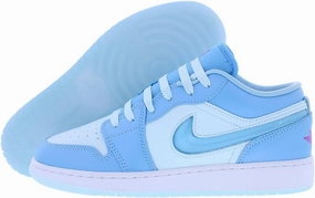 Air Jordan 1 Low SE Big Kids' Shoes (FN7366-400, Aquarius Blue/Glacier Blue/Hyper Violet) Size 6