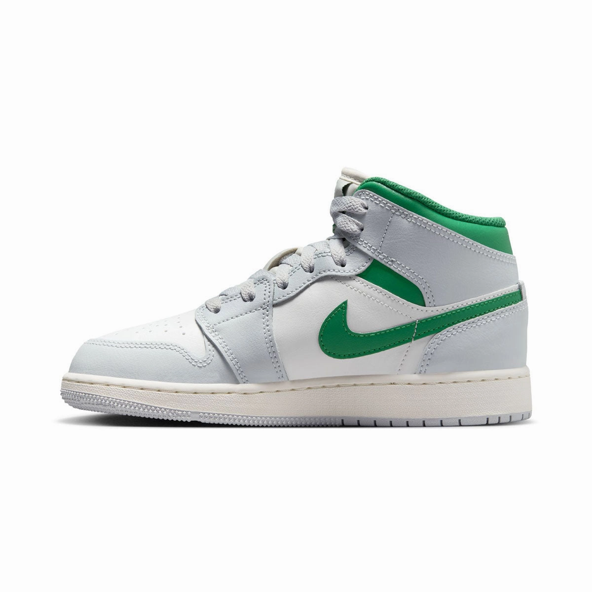 Air Jordan 1 Mid 'White Pure Platinum Pine Green' Big Kids' Shoes