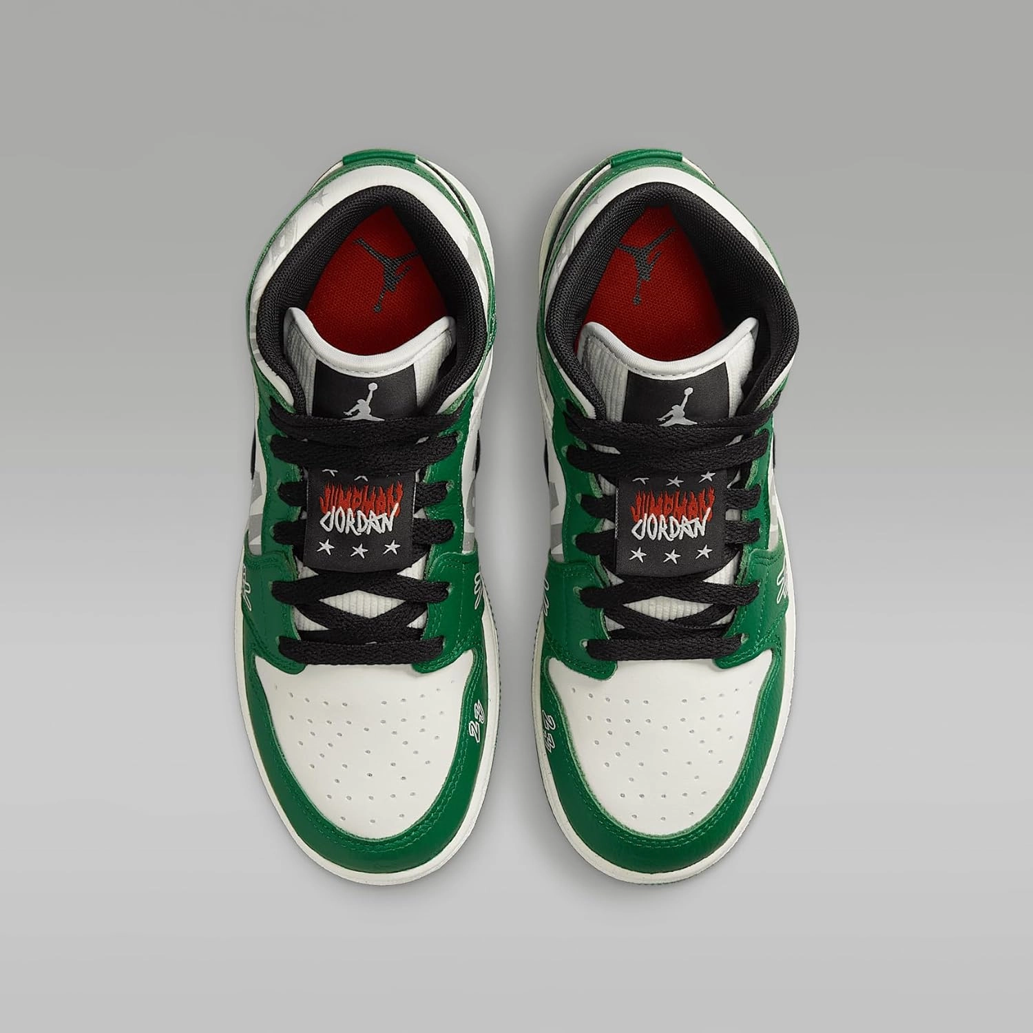 Air Jordan 1 Mid SE Big Kids' Shoes (HF3200-300, Pine Green/Black/Team Orange/Sail)
