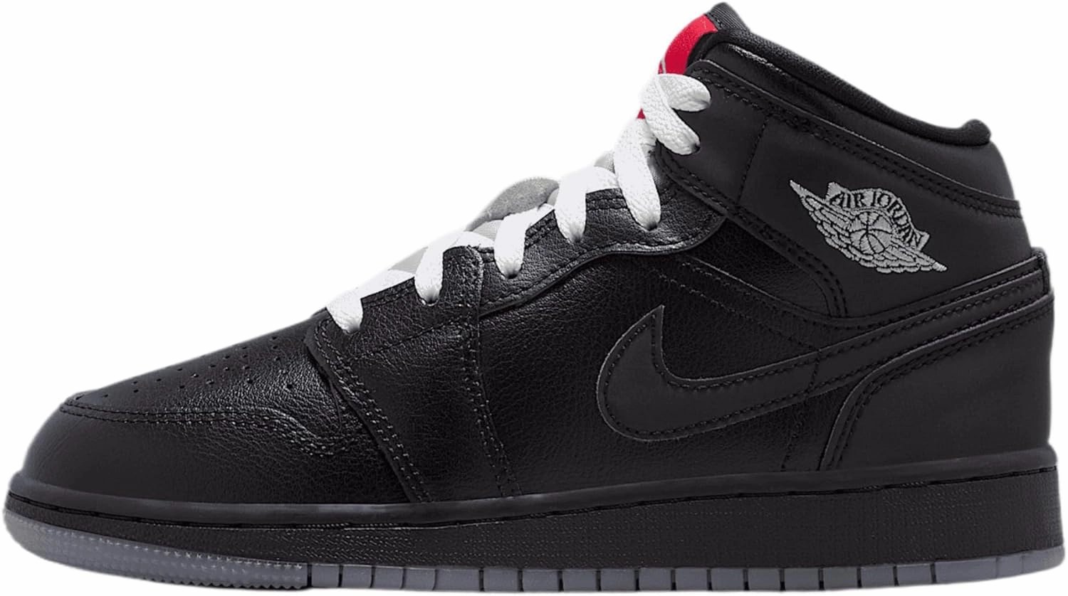 Air Jordan 1 Mid SE Big Kids' Shoes (HV5180-010, Black/White/Wolf Grey/Black)