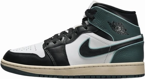 Air Jordan 1 Mid SE Women's Shoes (FQ7818-100, White/Light Dew/Oxidized Green/Black) Size 10