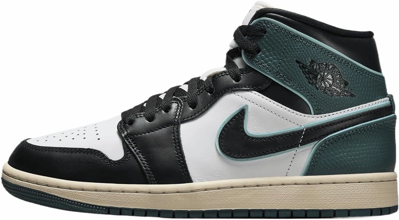 Air Jordan 1 Mid SE Women's Shoes (FQ7818-100, White/Light Dew/Oxidized Green/Black) Size 11