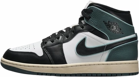 Air Jordan 1 Mid SE Women's Shoes (FQ7818-100, White/Light Dew/Oxidized Green/Black) Size 11