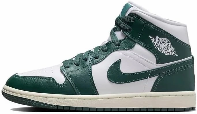Air Jordan 1 Mid Women's Shoes (BQ6472-133, White/Sail/Oxidized Green) Size 12