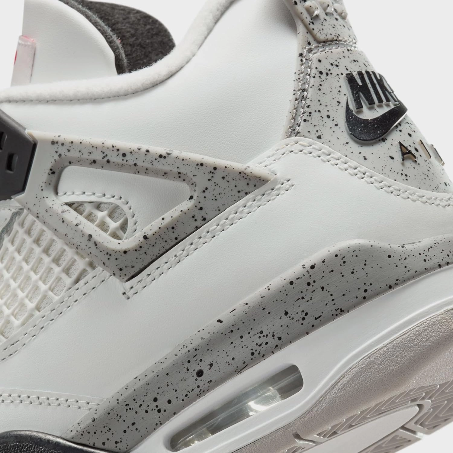 Air Jordan 4 Retro White Cement Grade School Lifestyle Shoes (Black/Grey/Red/White)