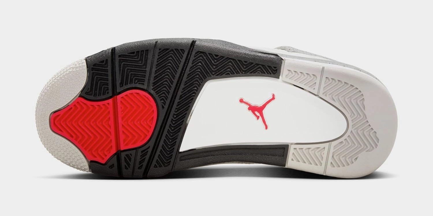 Air Jordan 4 Retro White Cement Grade School Lifestyle Shoes (Black/Grey/Red/White)