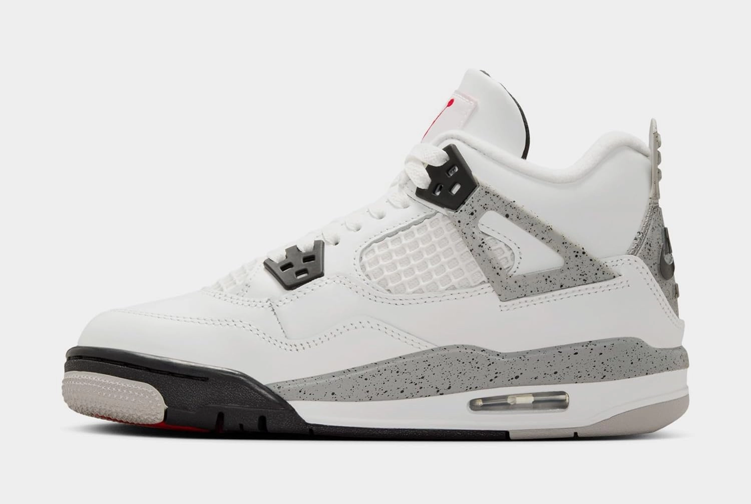 Air Jordan 4 Retro White Cement Grade School Lifestyle Shoes (Black/Grey/Red/White)