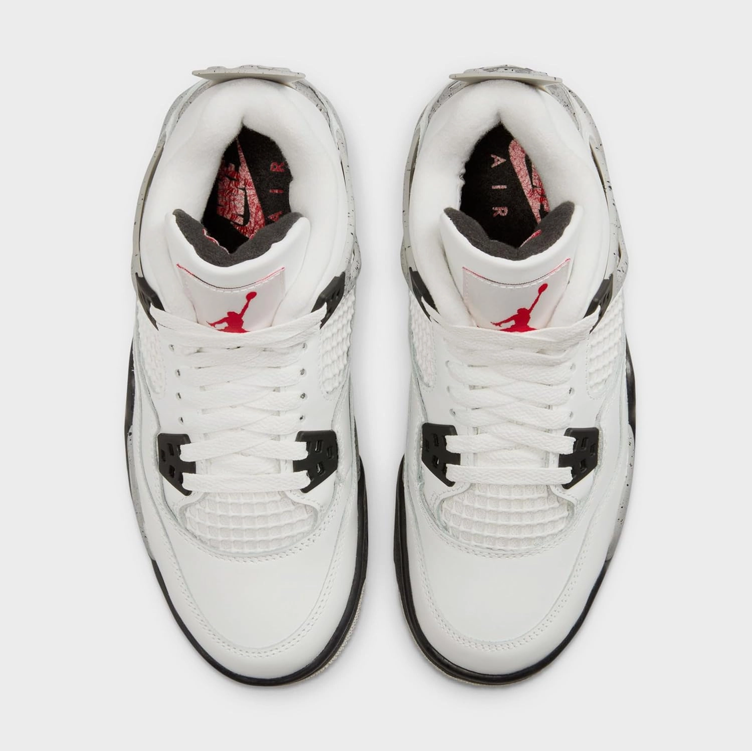 Air Jordan 4 Retro White Cement Grade School Lifestyle Shoes (Black/Grey/Red/White)
