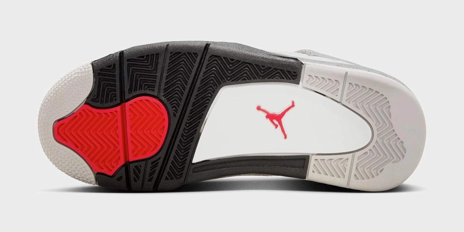 Air Jordan 4 Retro White Cement Grade School Lifestyle Shoes (Black/Grey/Red/White)
