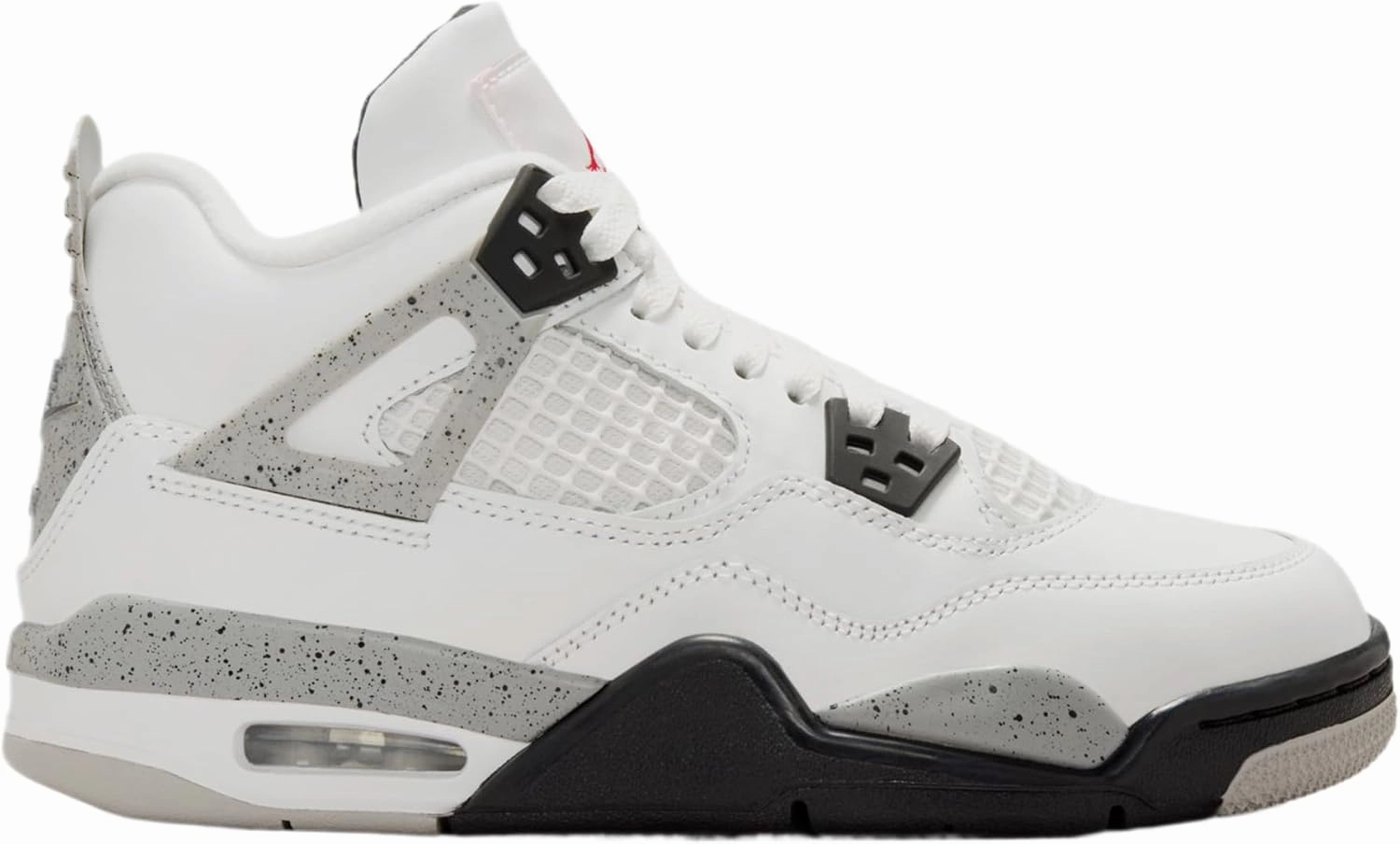 Air Jordan 4 Retro White Cement Grade School Lifestyle Shoes (Black/Grey/Red/White)