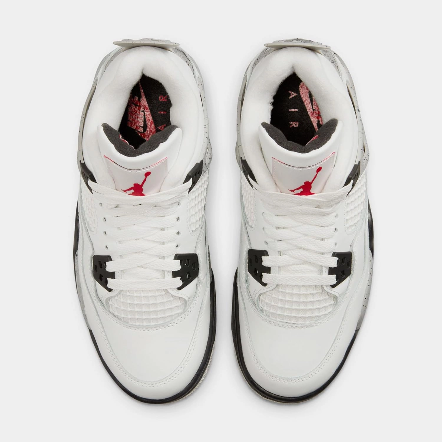 Air Jordan 4 Retro White Cement Grade School Lifestyle Shoes (Black/Grey/Red/White)