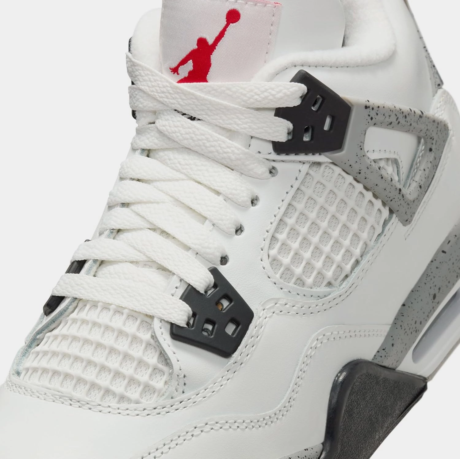 Air Jordan 4 Retro White Cement Grade School Lifestyle Shoes (Black/Grey/Red/White)