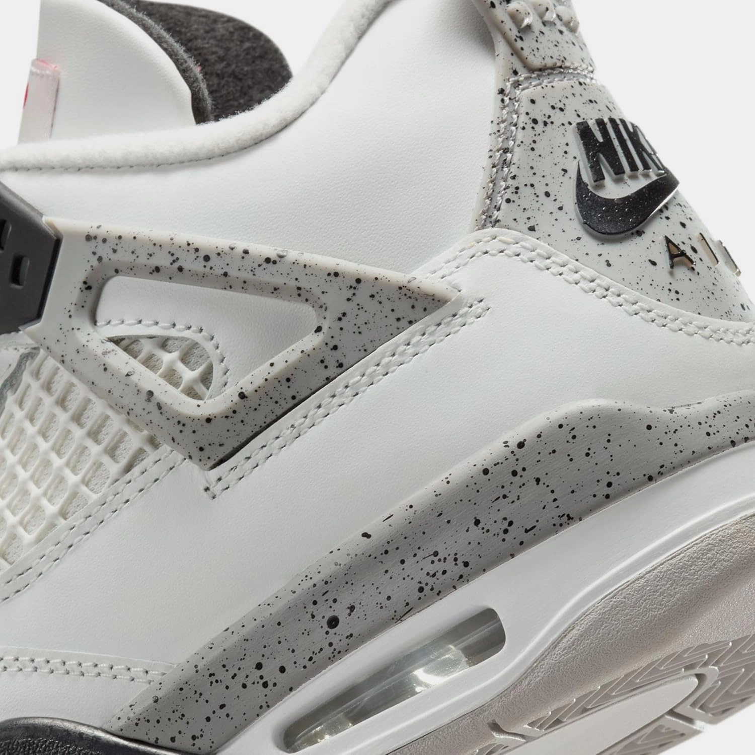 Air Jordan 4 Retro White Cement Grade School Lifestyle Shoes (Black/Grey/Red/White)