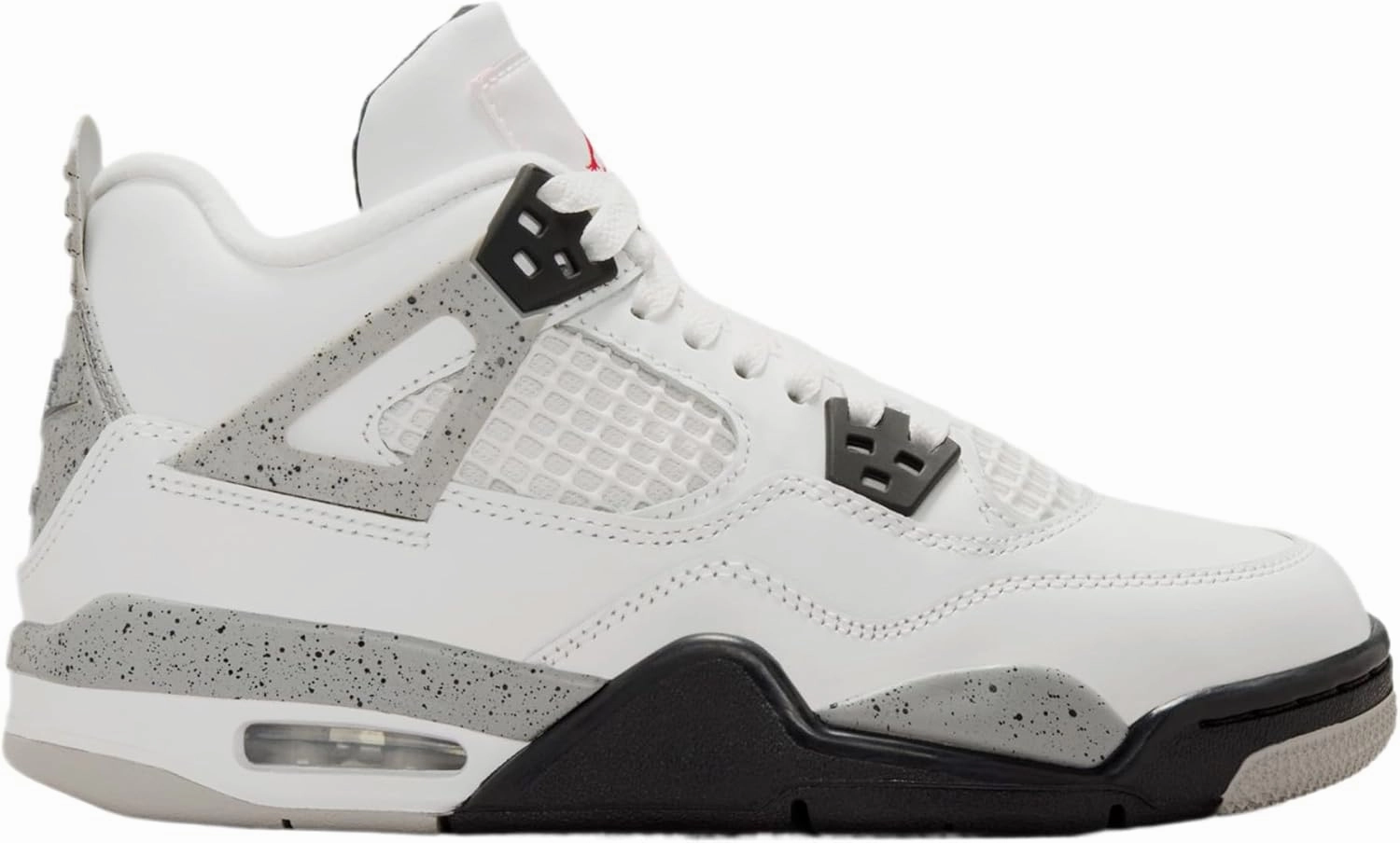 Air Jordan 4 Retro White Cement Grade School Lifestyle Shoes (Black/Grey/Red/White)