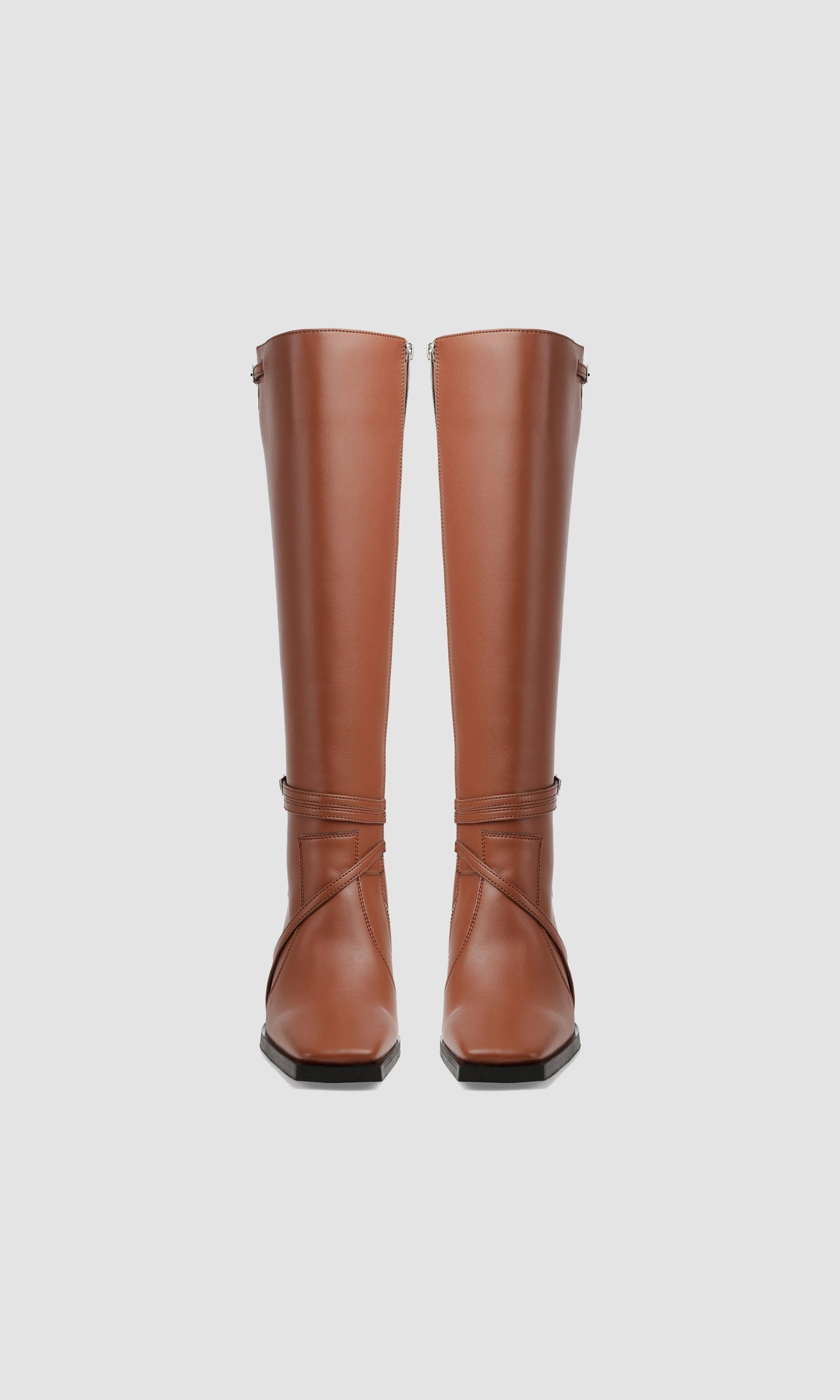 Alicia Vegan Apple Leather Knee Boots | Chestnut