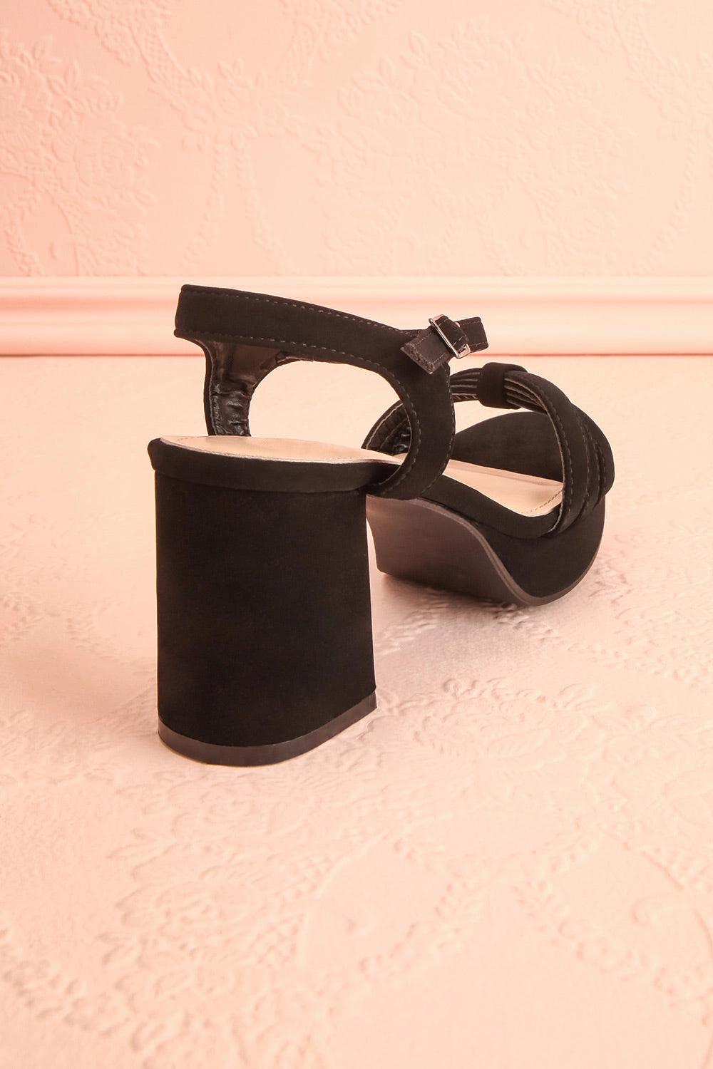Aloisa Black | Faux Suede Heeled Sandals