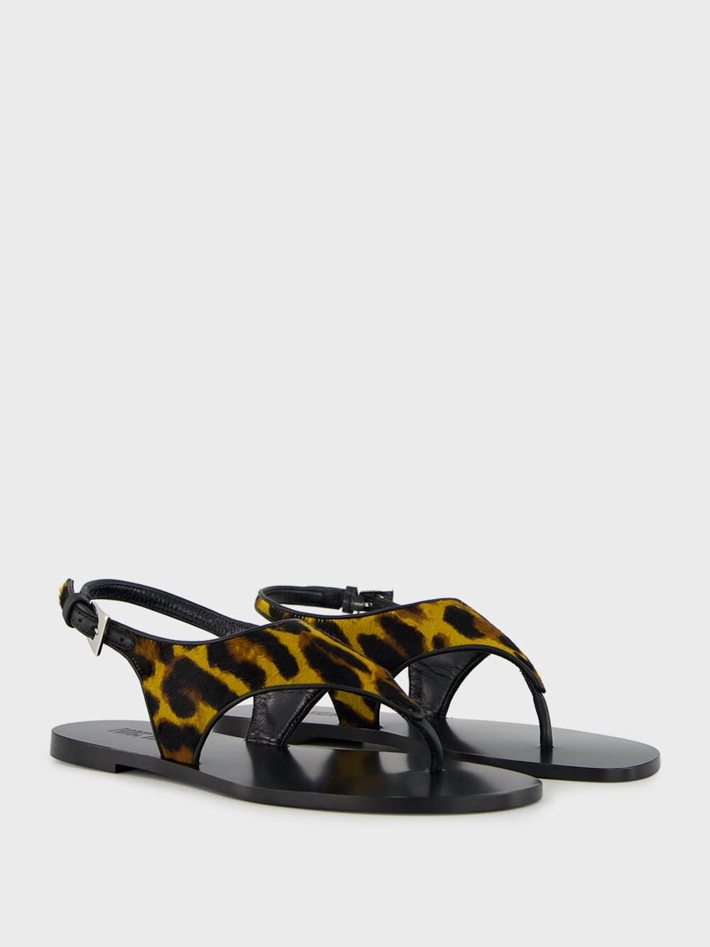 Amalfi Flat Sandals in Mustard Leopard Print
