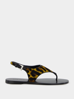 Amalfi Flat Sandals in Mustard Leopard Print