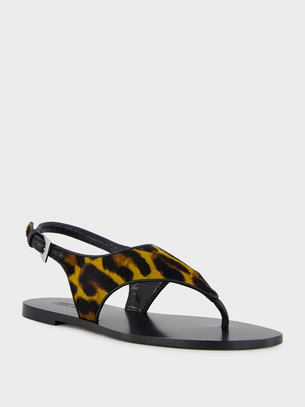 Amalfi Flat Sandals in Mustard Leopard Print