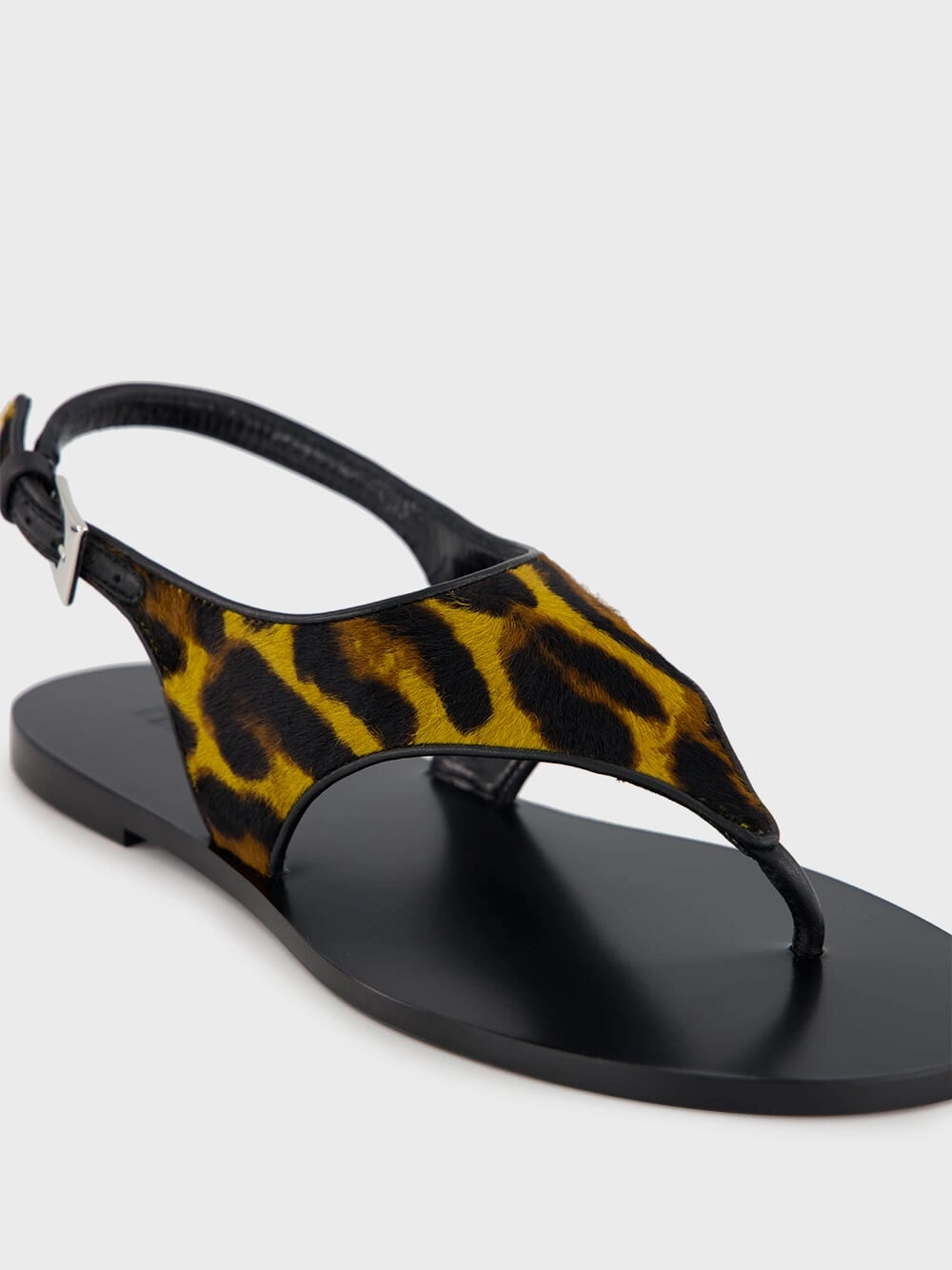 Amalfi Flat Sandals in Mustard Leopard Print