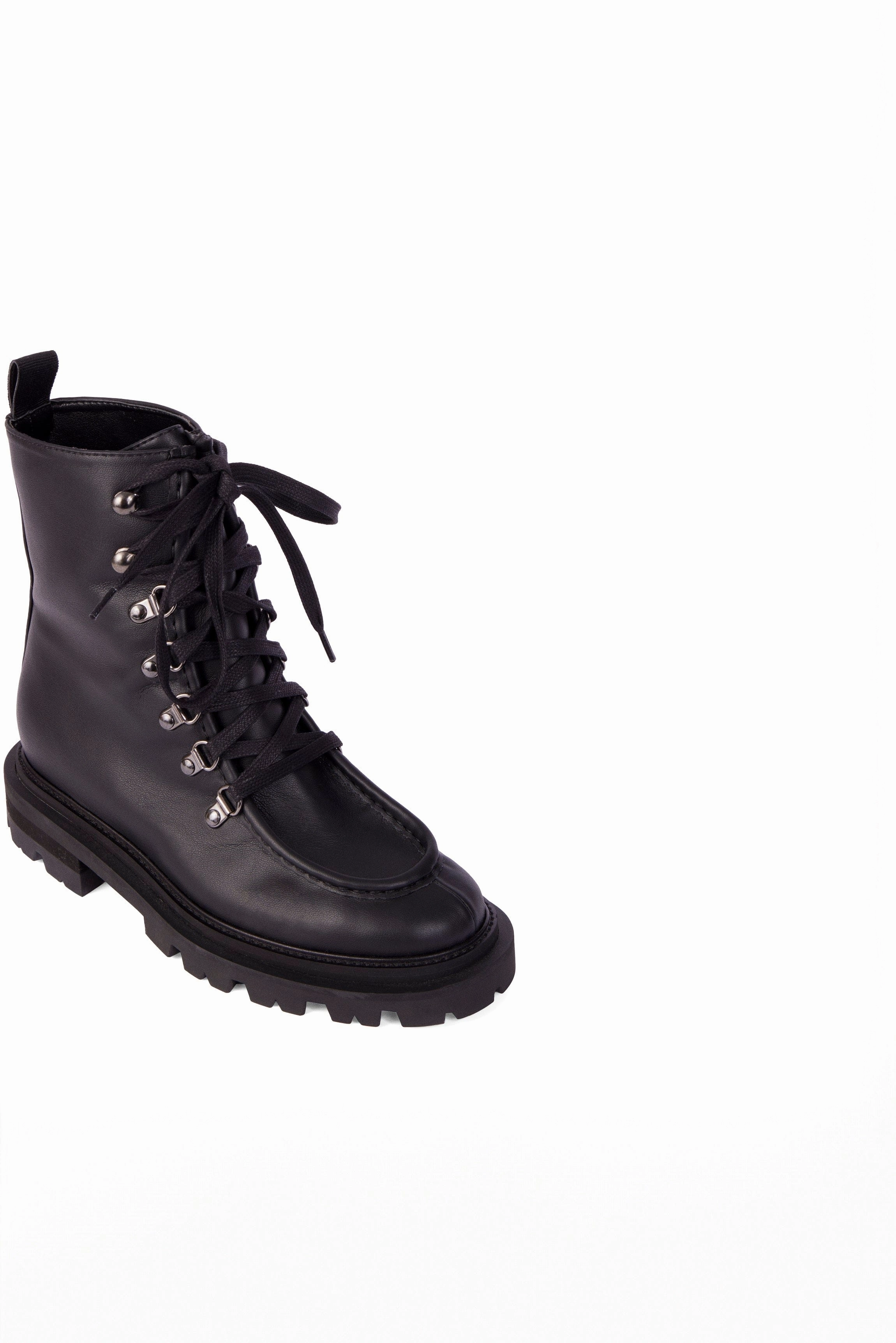 Amalia Vegan Nappa Leather Combat Boots | Black