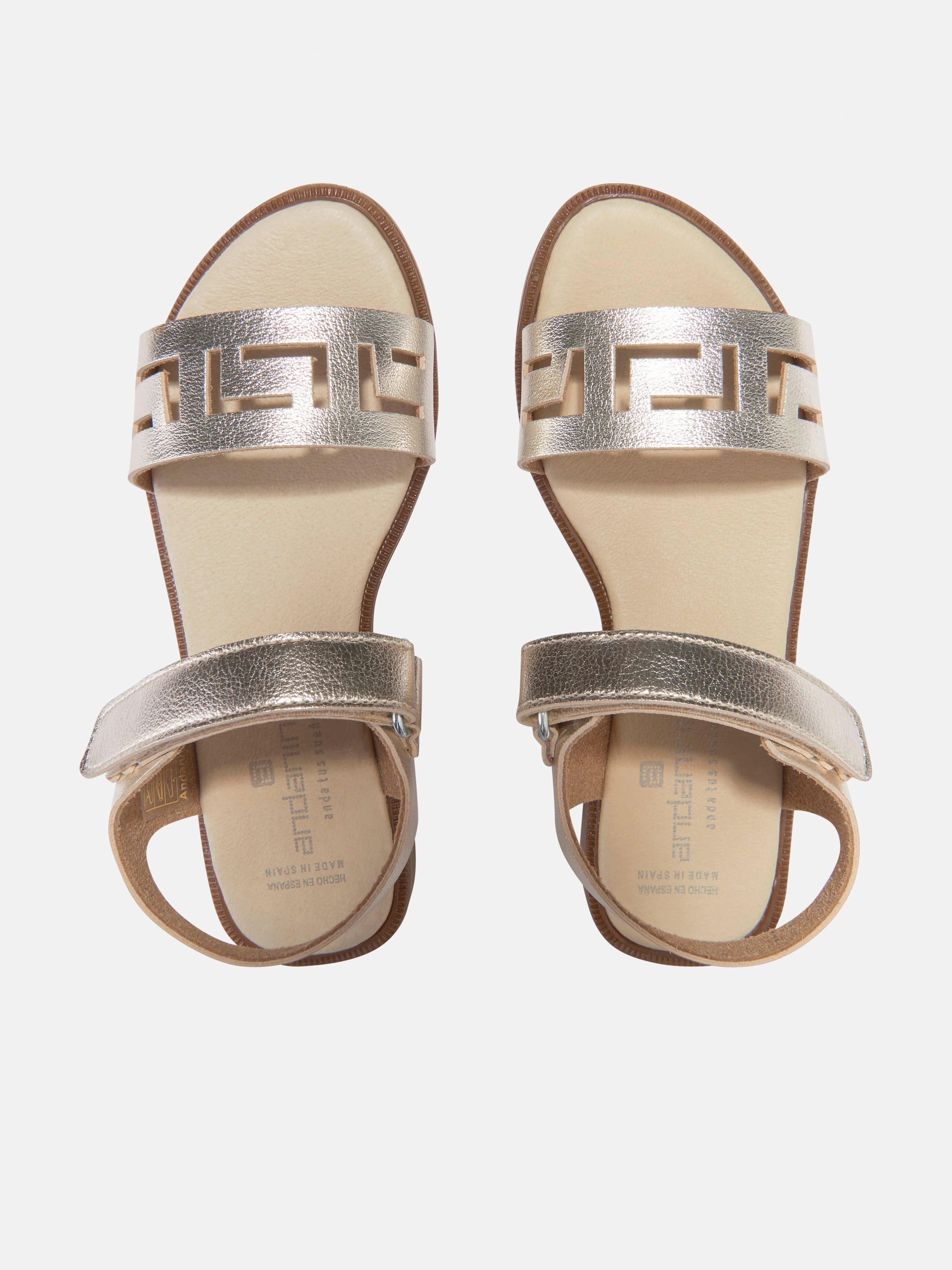 Andanines Girls Laser Cut Sandals in Gold