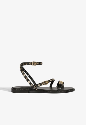 Annete Black Leather Sandal