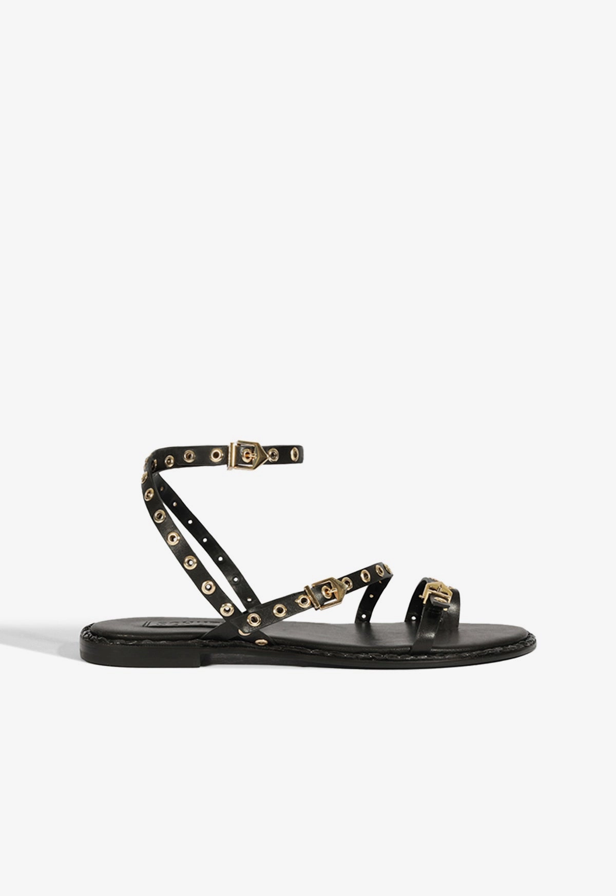 Annete Black Leather Sandal