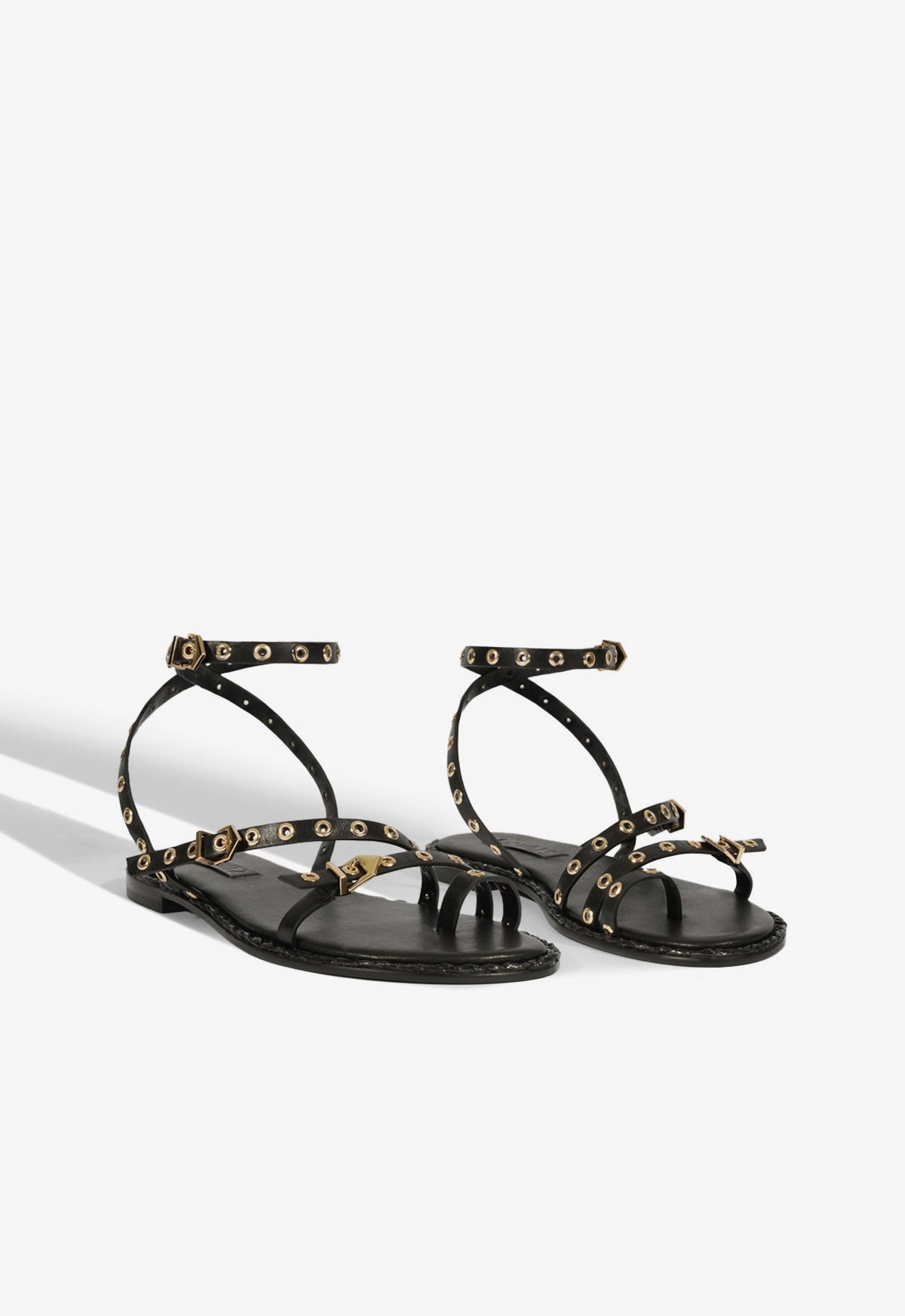 Annete Black Leather Sandal
