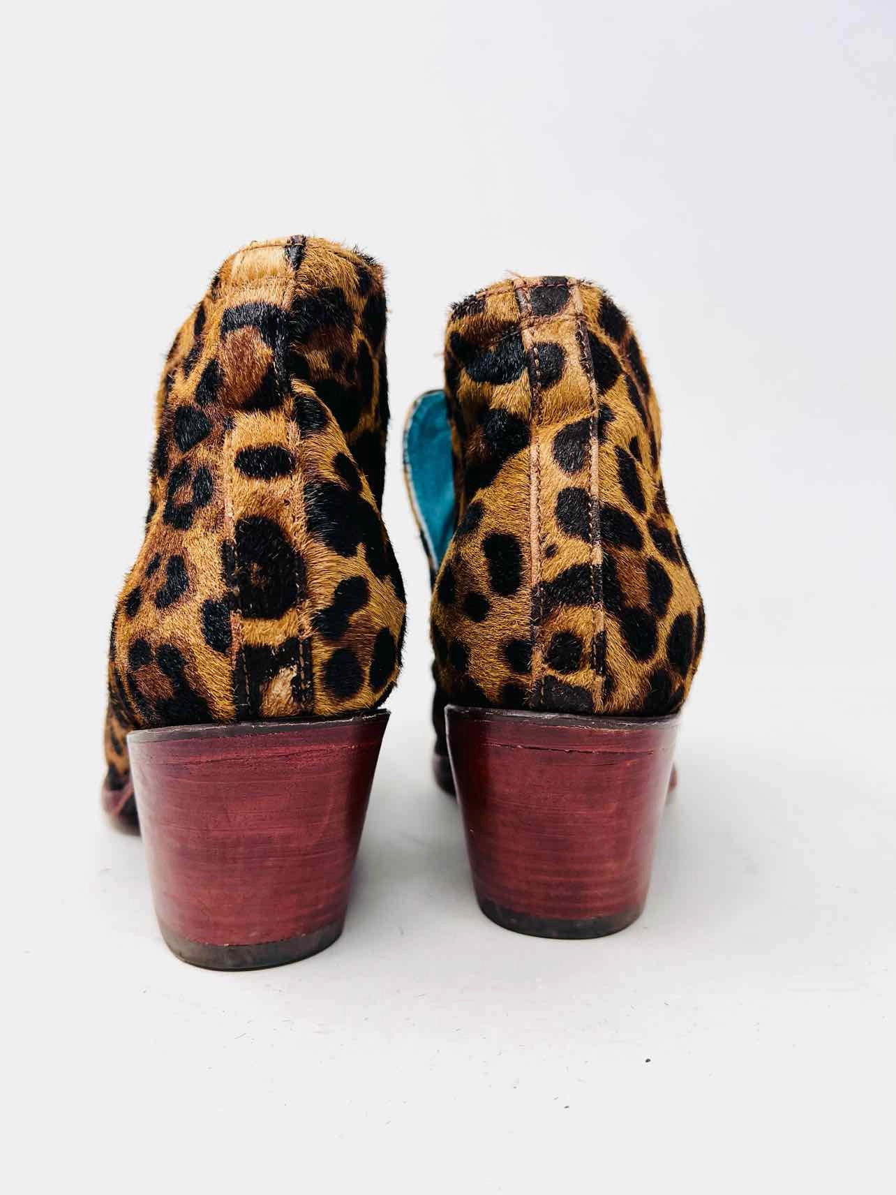 Ariat Size 8.5 Tan/Black Animal Print Cowhide AS IS Shoes Ankle Boots