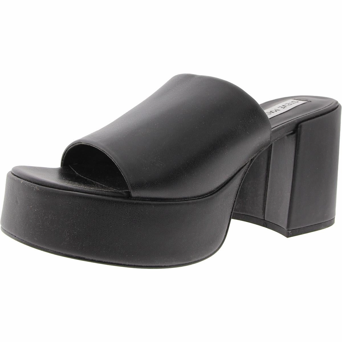 ASHTON Womens Block Heel Faux Leather Platform Sandals
