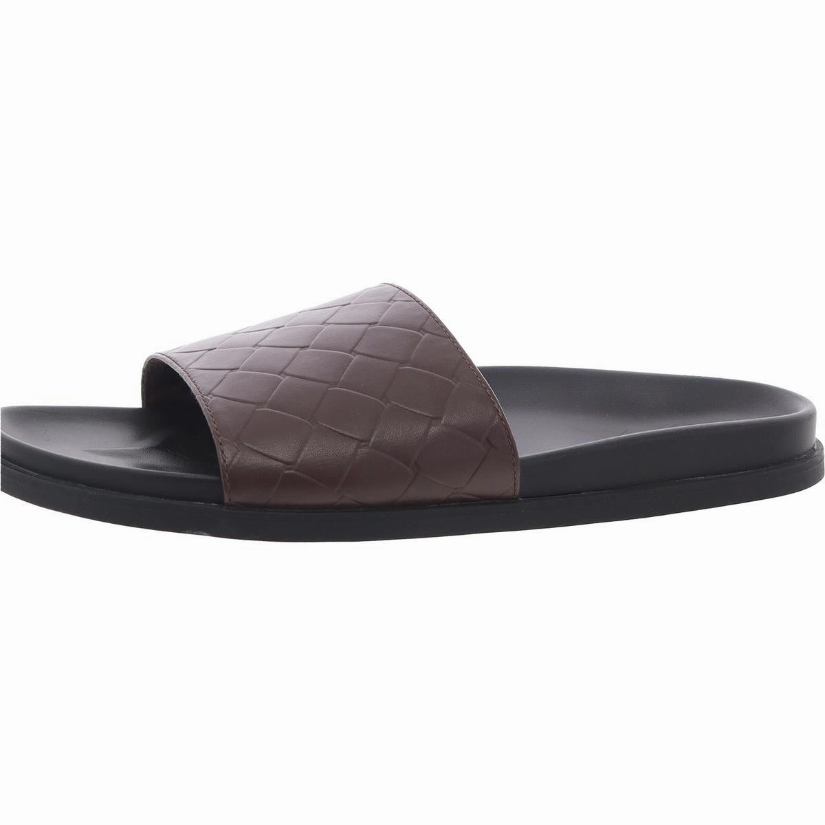 Atlas Womens Solid Faux Leather Slide Sandals