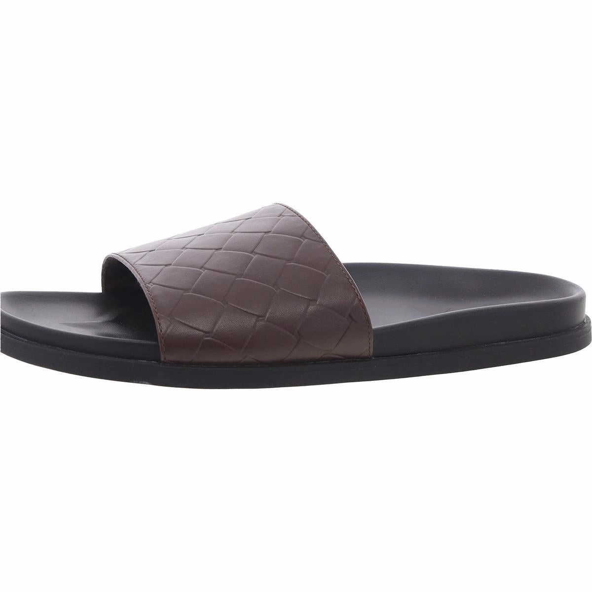 Atlas Womens Solid Faux Leather Slide Sandals
