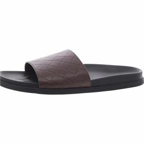 Atlas Womens Solid Faux Leather Slide Sandals