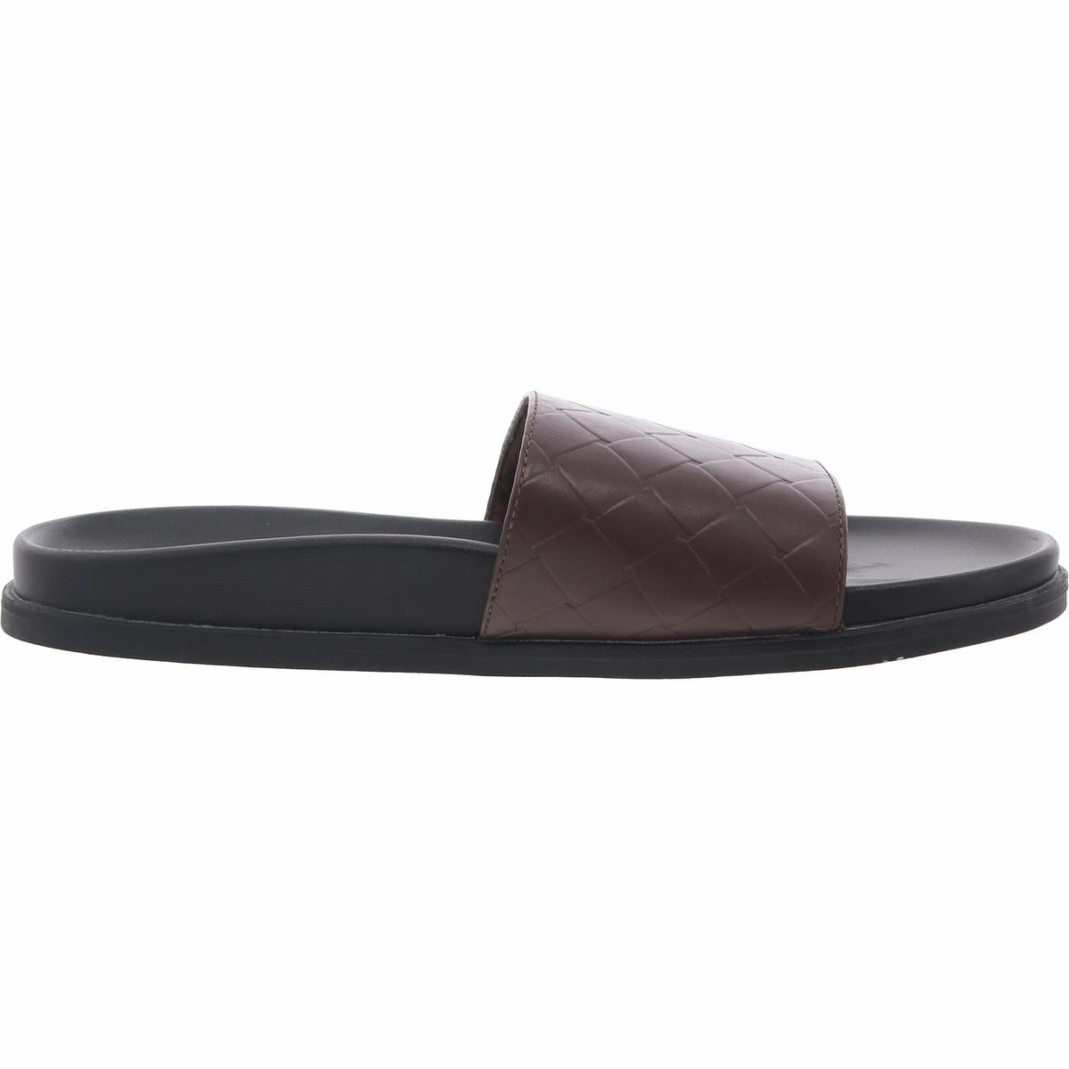 Atlas Womens Solid Faux Leather Slide Sandals