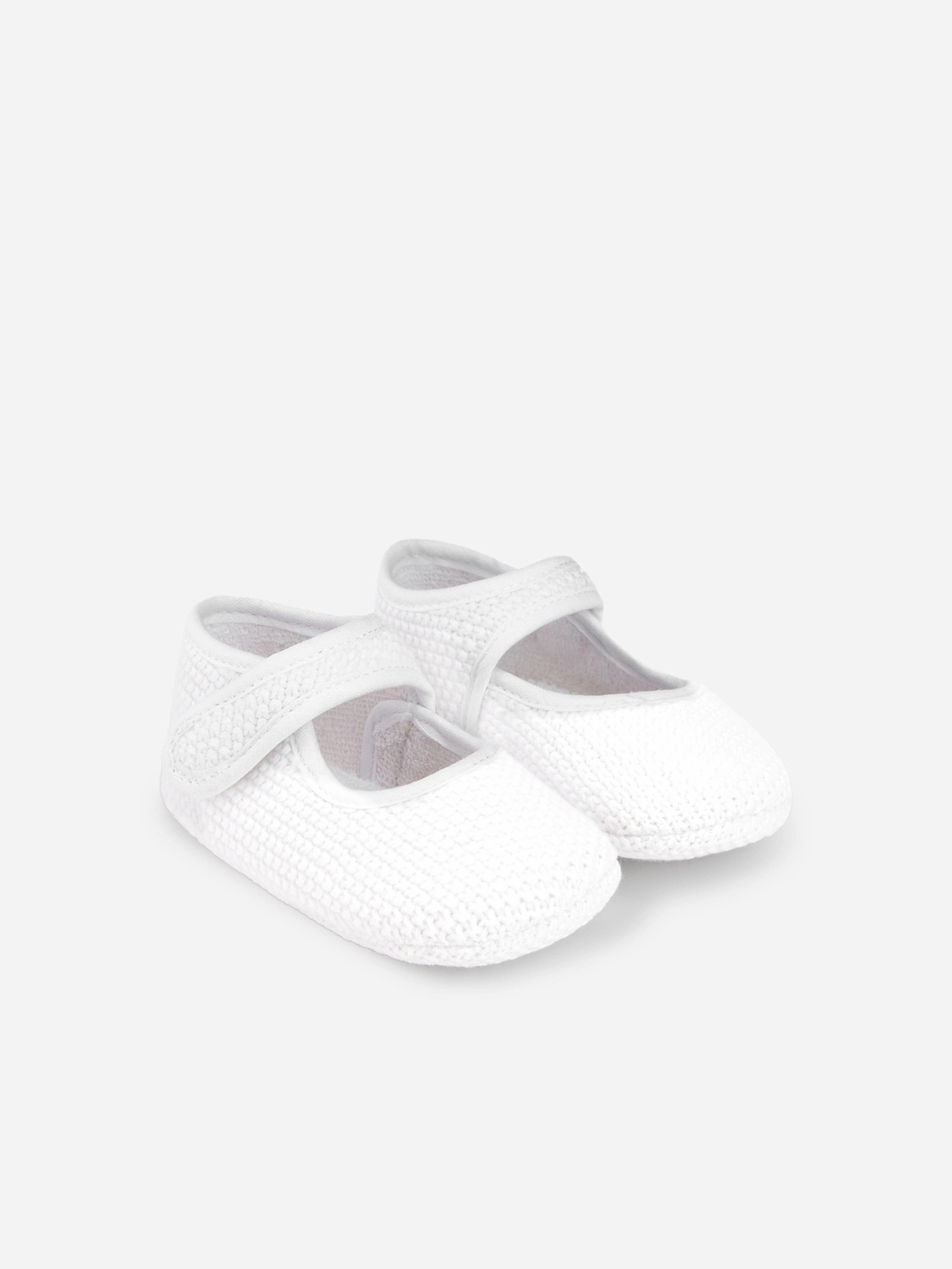 Baby Girls Cotton Knit Pre-Walkers in White