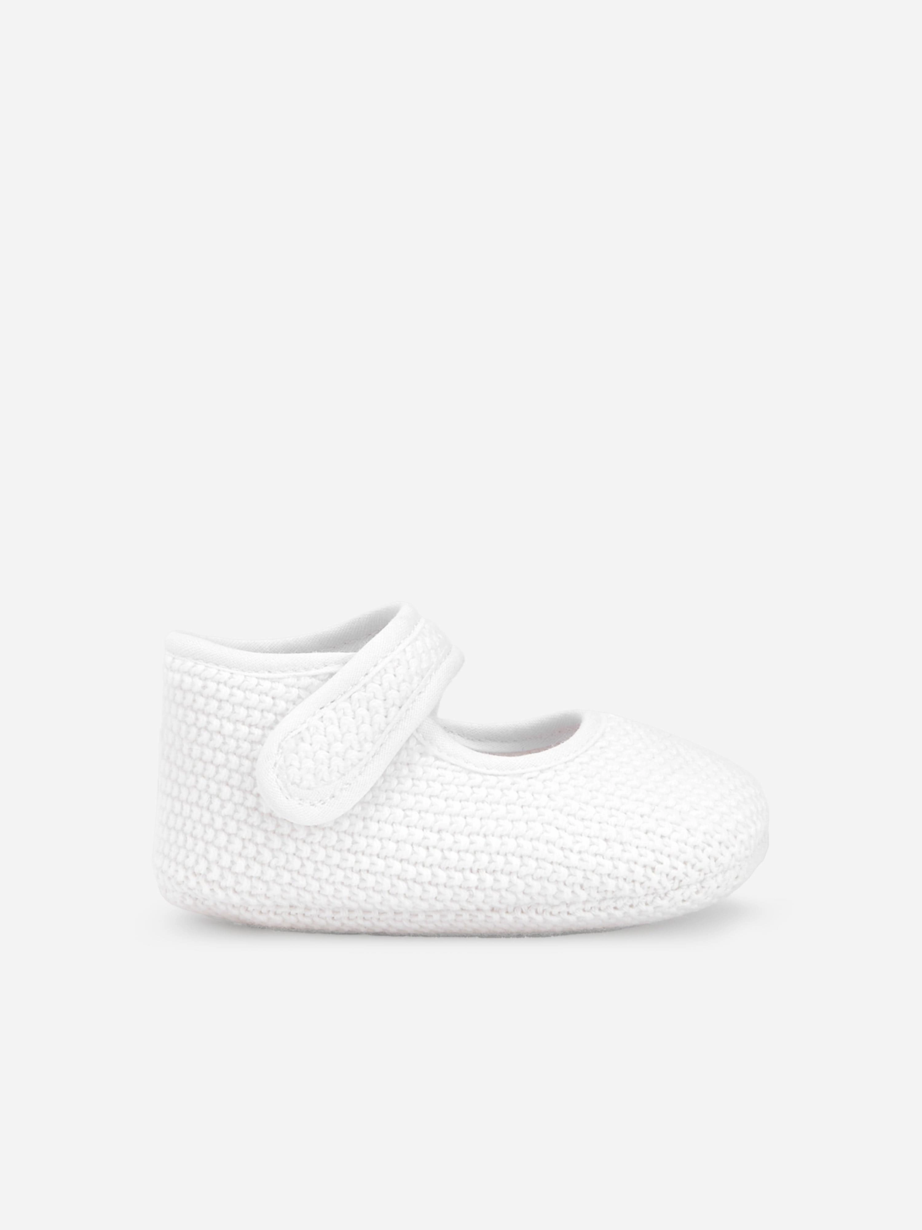 Baby Girls Cotton Knit Pre-Walkers in White