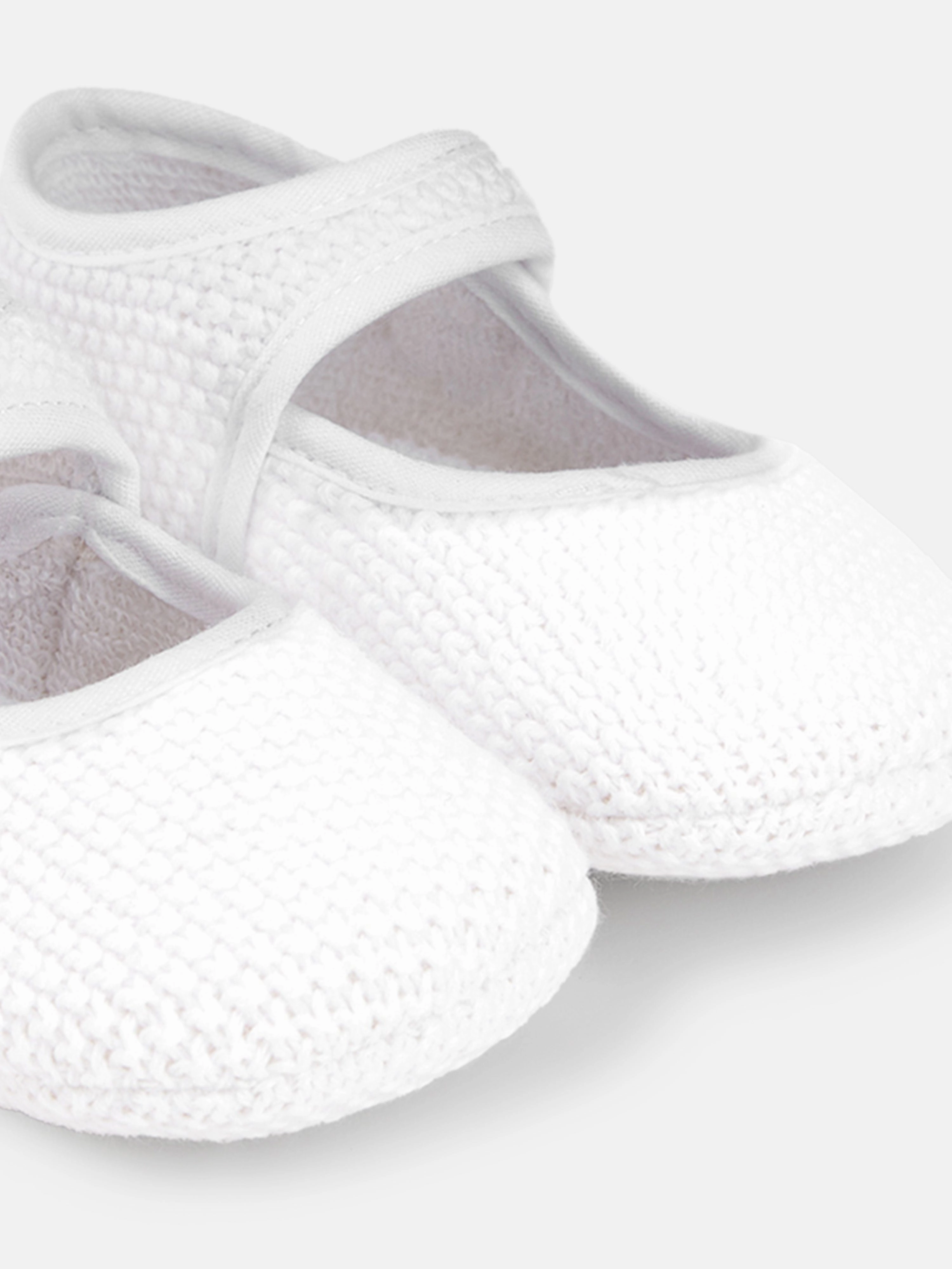 Baby Girls Cotton Knit Pre-Walkers in White