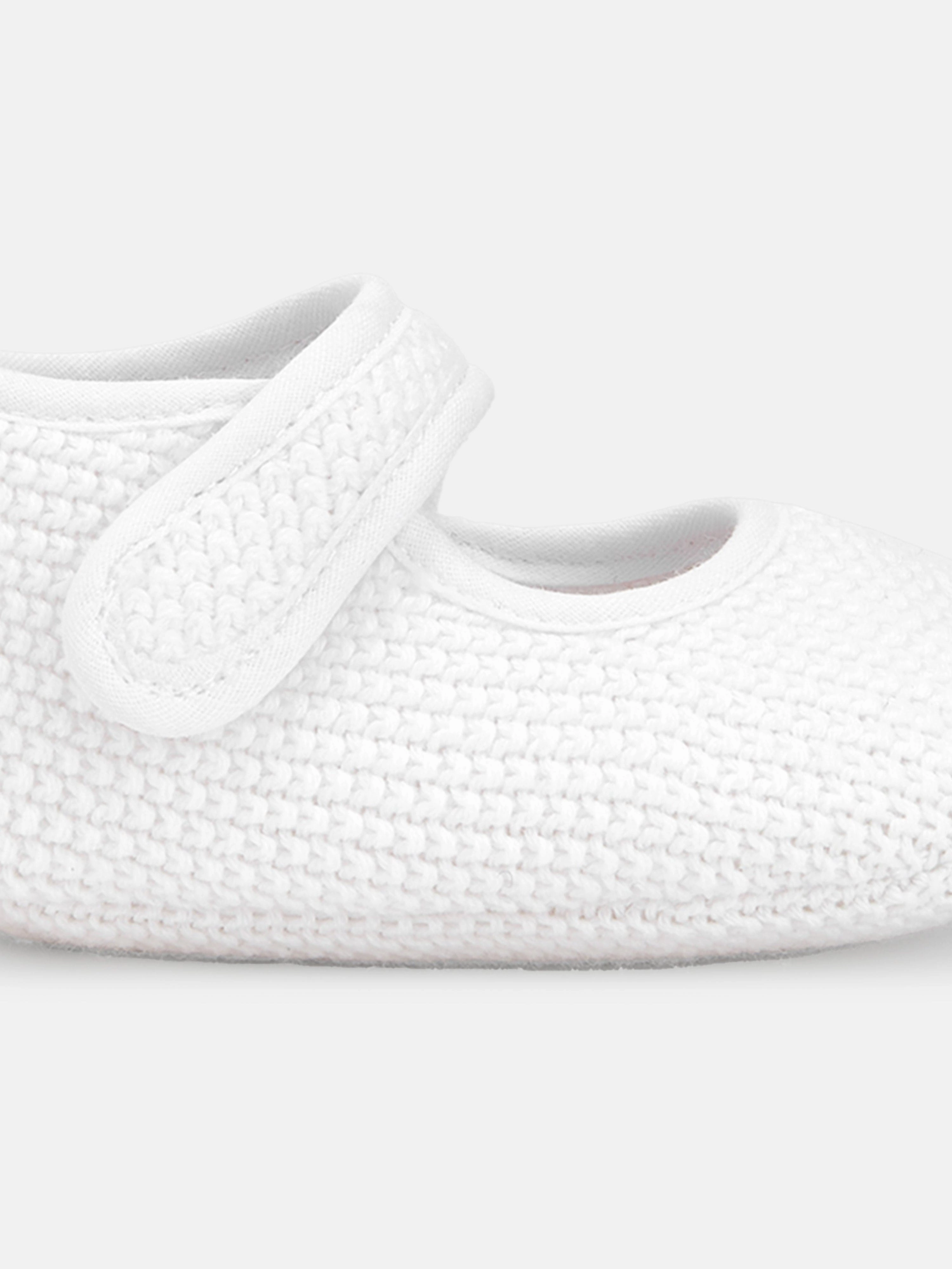 Baby Girls Cotton Knit Pre-Walkers in White