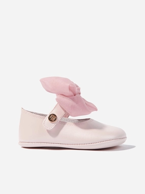 Baby Girls Leather Bow Shoes in Pink