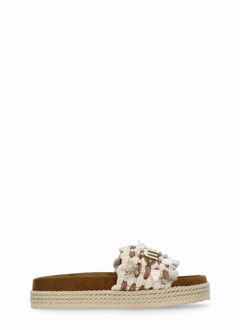 Beige Monoband Rope Sandals