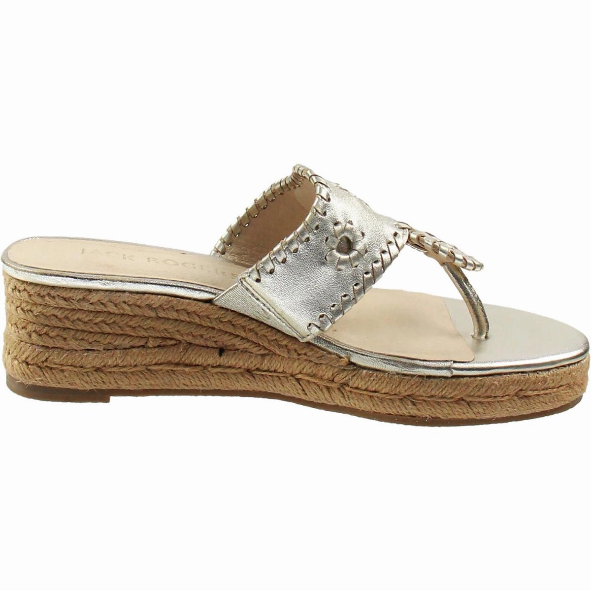 BHFO  Womens Textured Leather Wedge Sandals