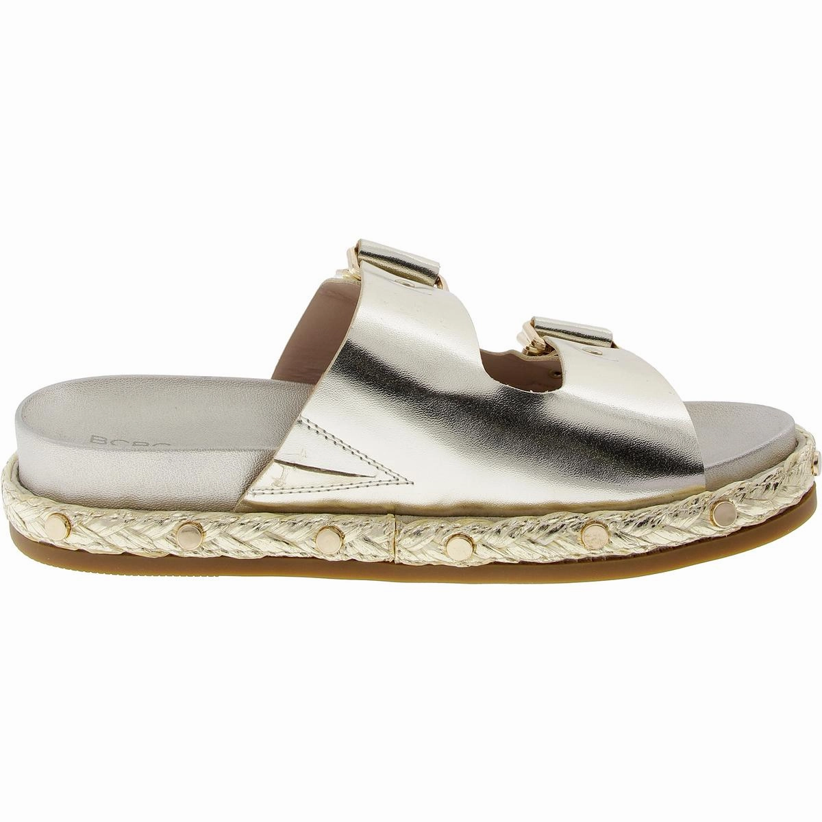 Bindie Womens Studded Metallic Slide Sandals