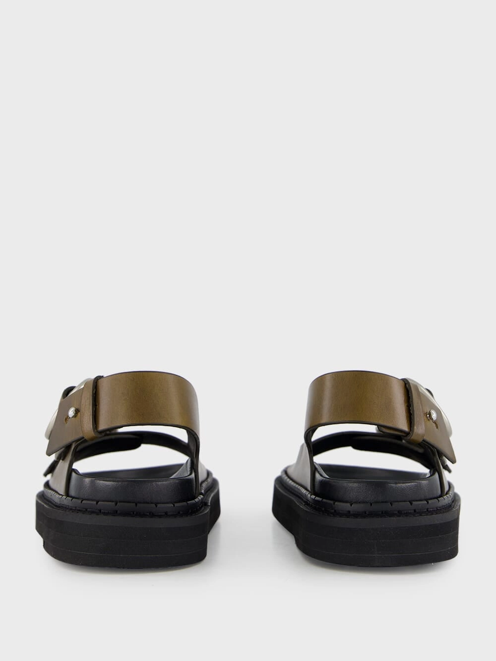 Black Olive Leather Fussbet Sandals